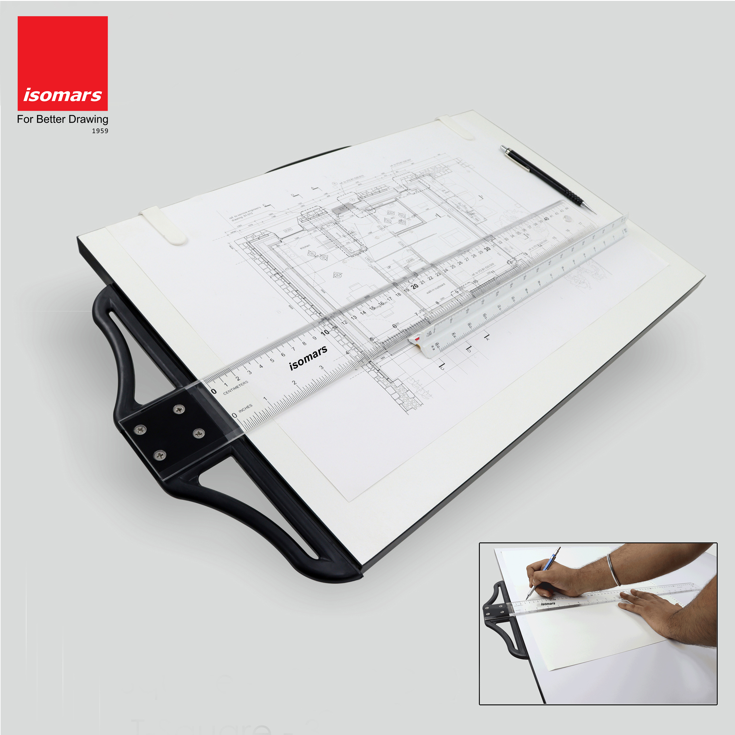 Technical Drawing T Square, 60cm, Clear, with Detachable Head